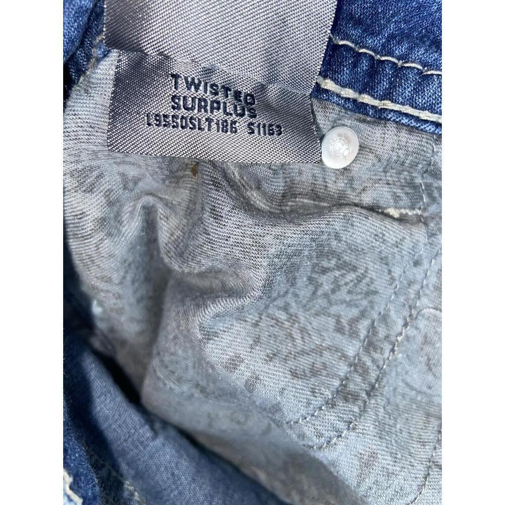 Silver Womens Twisted Surplus Boot Leg Jeans Blue Stretch Whiskered Denim 34x28 - Picture 13 of 14
